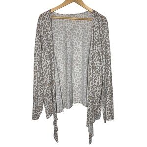 Belle by Kim Gravel Open Front Cardigan 4X Animal Print Light Beige Cheetah